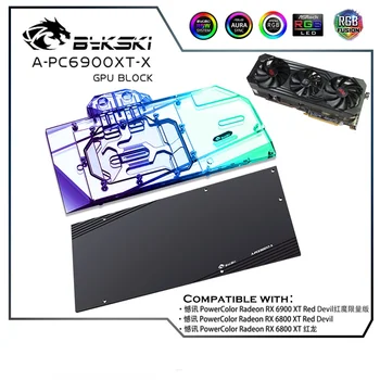 Bykski RX 6900XT GPU Vee Block Powercolor RX 6900XT 6800XT Red Devil / Punane Draakon, VGA Liquid Cooler/ A-PC6900XT-X