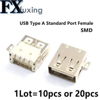 10/20Pcs USB Tüüp A Standard Port Naine Jootma Pesad Pistik PCB Pesa USB-A tüüpi Naine Lame Serv 2,0 mm SMD Thermostability