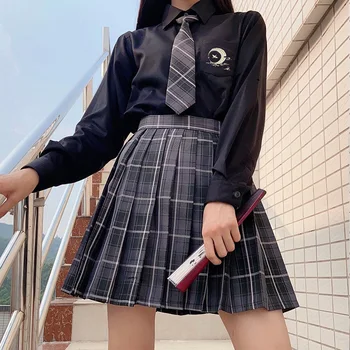 Uus Must Gooti Plisseeritud Seelikud Naistele Jaapani Koolis ühtlaselt Kõrge Vöökoht Seksikas Armas Mini Ruuduline Seelik JK Ühtne Õpilased Riided