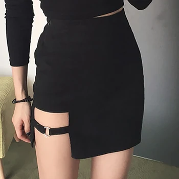 Mood Naiste Suvel Harajuku Seksikas Ebaregulaarne Kõrge Vöökoht Sidemega Seelik Naiste Must Gooti Mini Bodycon Lühike Seelik Saledale Clubwear