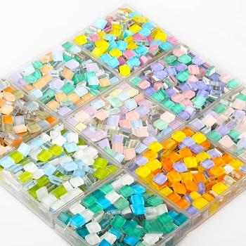 100g Klaas Mosaiik Plaadid Värvikas 1cm Square Mosaiik Käsitöö Materjalid Lastele/Lapsed Multi Värv Vabatahtlik DIY Mosaiik Kivid