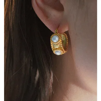 Vintage Pearl Kulla Värvi Metallist Ring Ring Kõrvarõngad Geomeetria Naiste Ehted 2022 Uus Retro Prantsusmaa Kingitused Isiksus