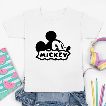 Vintage Harajuku Mickey Mouse T-särgid Hubane Lihtne Juhuslik Poiste ja Tüdrukute Riided Disney Valge Tops Tumblr Mood T-Särk Lastele