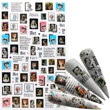 1TK Plakat, 3D Nägu Muster Küünte Lill Kunst, Kleepsud Nail Asjade Küünte DIY Kleebised Nail Art Teenetemärgi Küünte Art Tarvikud