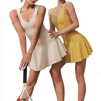 CUGOAO Ühes Tükis Tennise Kleit Lühike Seksikas Naiste Varrukateta Golf, Sulgpall Kleidid koos Pad Naine Casual Sportswear