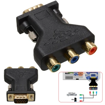 Kullatud 3 RCA-RGB Naine, et HD-15-Pin VGA Video Jack Plug Adapter Kõrge Kvaliteediga Audio-Video Pistik Kaabli Osa