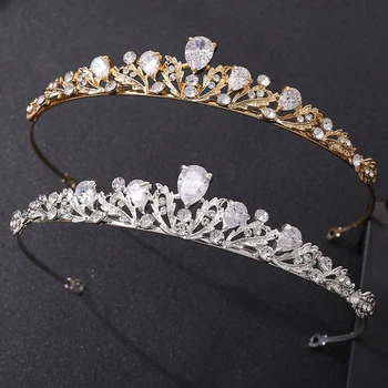 Mood Elegantne Tsirkoon Väike Crown Tiara Peapael Pulmakleidid Juuksed Tarvikud Tüdrukud Rhinestone Rõivamanused Ehted