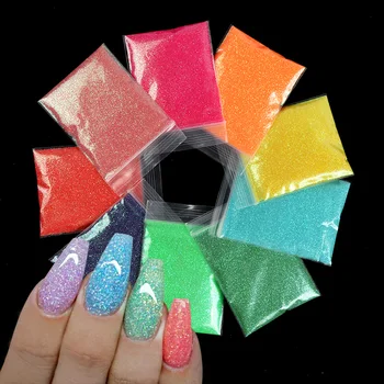 9 Kotid Gradient Värvi Nail Art Merineitsi Glitter Pulber Sugar Candy Pigment Küünte Aksessuaarid UV Gel Polish Maniküür Vihjeid Jõulud