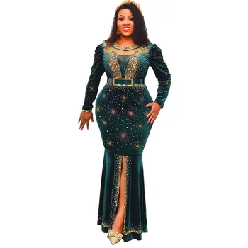 2022-Aafrika Kleidid Naistele Kevad-Aafrika Naiste Pikad Varrukad Velvet Merineitsi Õhtu Poole Talaari Aafrika Riided Maxi Kleit