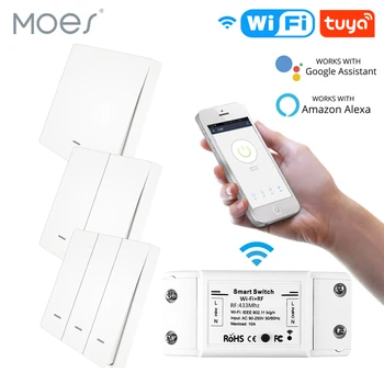 MOES Uus RF433 WiFi Traadita Kaugjuhtimispult Smart Switch Seina Paneeli Saatja Smart Life/Tuya APP Töötab Alexa Google Kodu