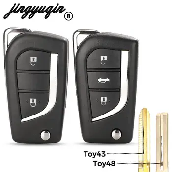 jingyuqin 2/3 Nupud Toyota Corolla RAV4 Enne 2013. Flip Remote Kokkuklapitavad Auto Key Shell Juhul Toy43 Toy48 Tera Asendamine