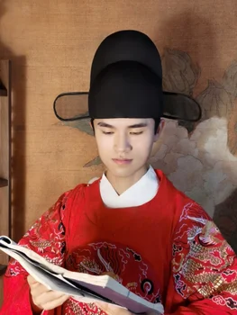 Vana-Hiina Ametlik Müts Hanfu Müts Meeste Musta Marli Müts Villane Müts Ming Dünastia Hanfu Müts Must Meeste