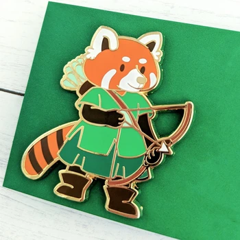 Kawaii Punane Panda Raske Emailiga Pin-Armas Karikatuurid Loomade Punane Panda Archer Vibulaskmine Metallist Sõle Tarvikud, Mood Pääsme Ehted