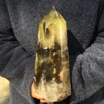 Suur Looduslik Tsitriin Kvarts Obelisk Crystal Võlukepp Punkti Reiki Tervendav 1000-1100g