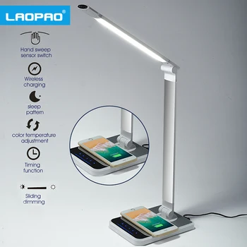 LAOPAO LED laualamp 72 pirn 3 Värvi Käsi Pühkima Traadita Laadimise 360 Kraadise Pöörde Touch Silmade kaitseks, taimer Tabel lamp