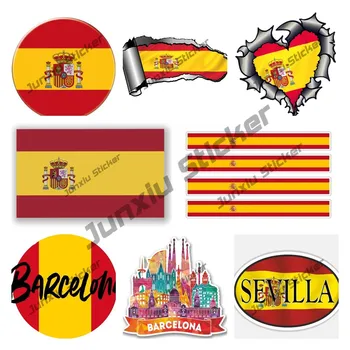 Mood Hispaania Kleebised Hispaania Lipu Decal Sevilla Hispaania Ovaalne Kleeps Barcelona Hispaania Premium Kvaliteediga Vinüül Auto Tarvikud KK13cm